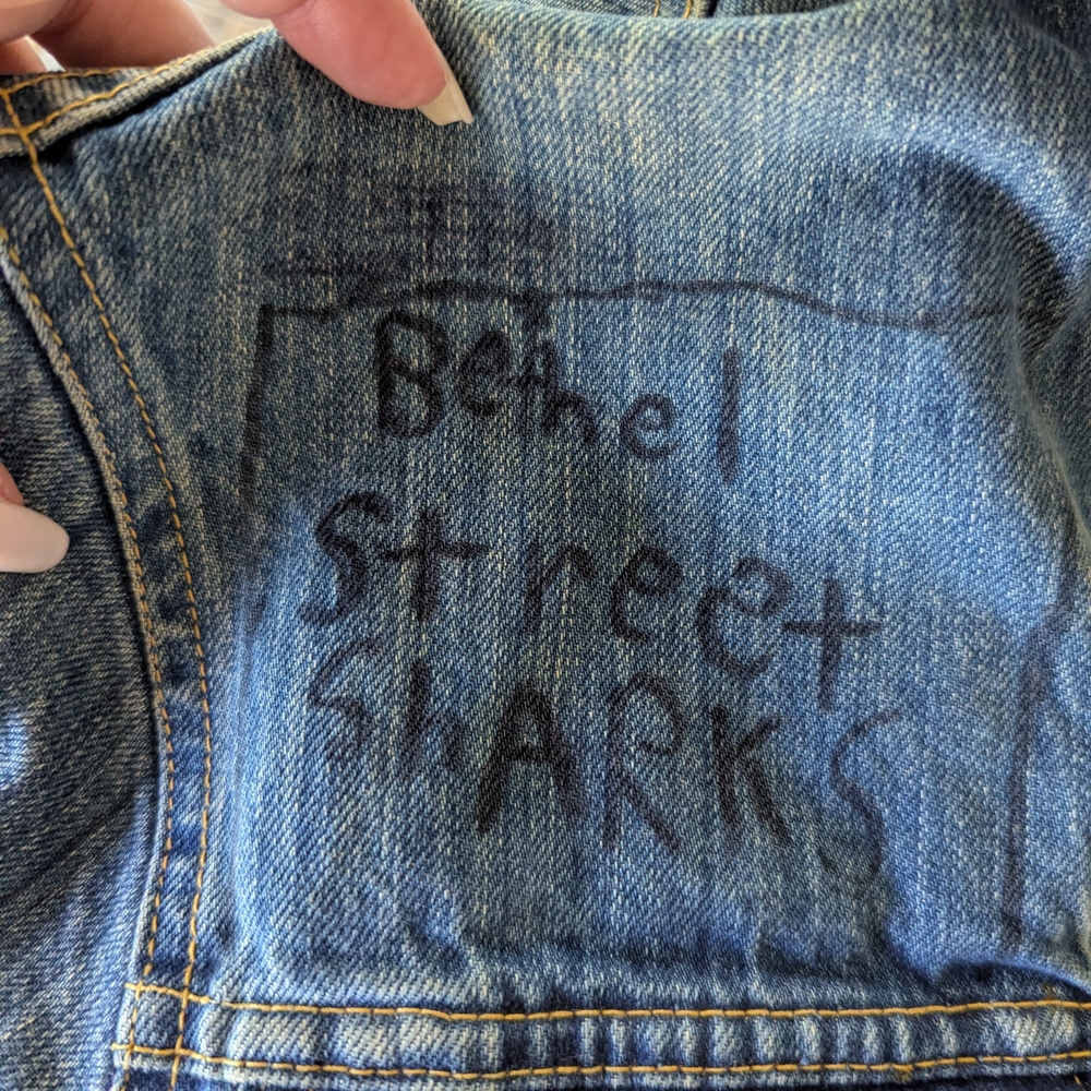 Vintage 80s Graffiti Trucker Jacket M? Blue Jean Jacket Punk Denim - Picture 11 of 16